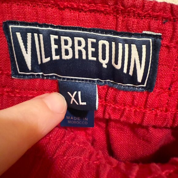 Men's Red Vilebrequin Linen Cargo Utility Shorts EUC XL - Picture 5 of 6